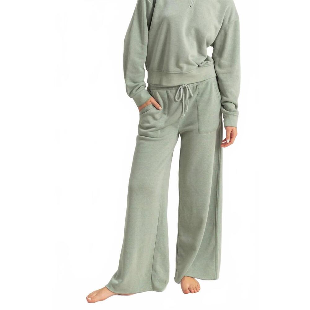 NEW HYFVE high rise wide leg drawstring pants in sage
